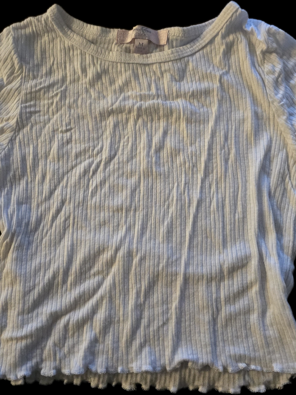 Moa Moa White Ribbed Short Sleeve Crewneck Tee